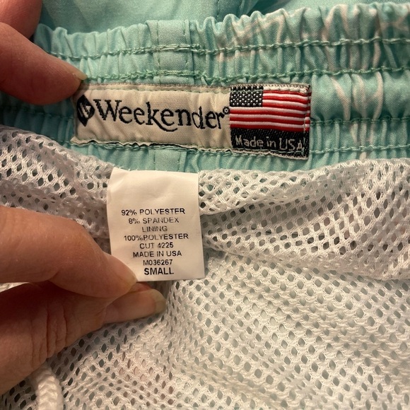 WEEKENDER men’s swim trunks in teal with lobster print - Picture 2 of 5